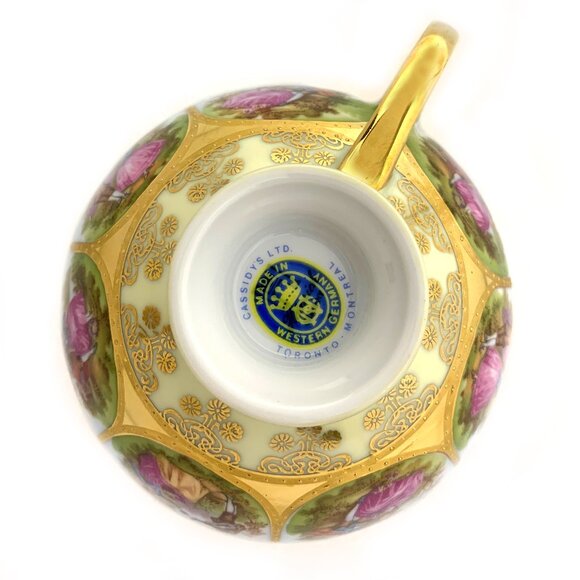 JKW Bavaria West Germany Porcelain Cup & Saucer Love Story Pattern Vintage 1950s - Picture 7 of 14